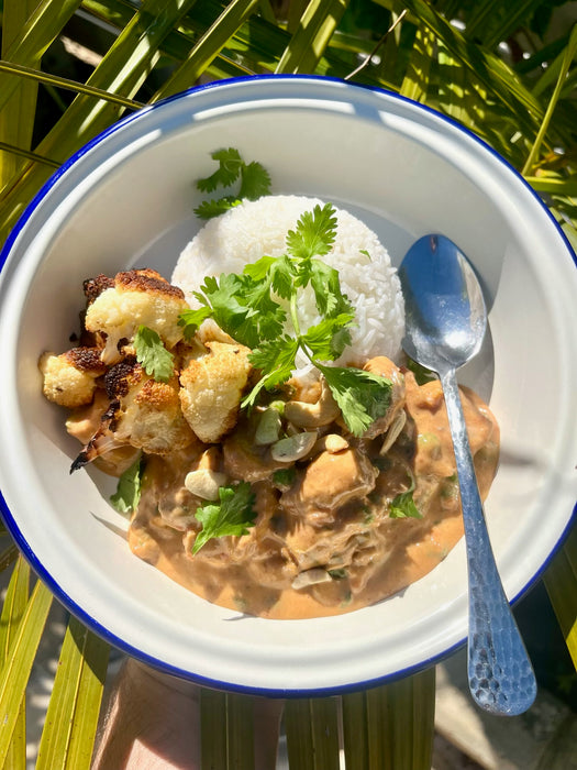 Butter Chicken, Peas  and roasted Cauliflower  (gluten free)